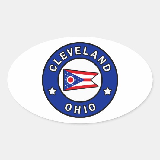 Cleveland Ohio Ovaler Aufkleber (Vorderseite)