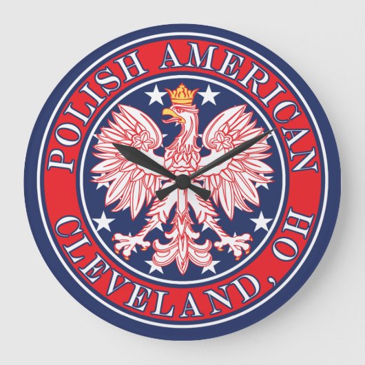 Cleveland Ohio Polish Eagle Große Wanduhr (Vorderseite)