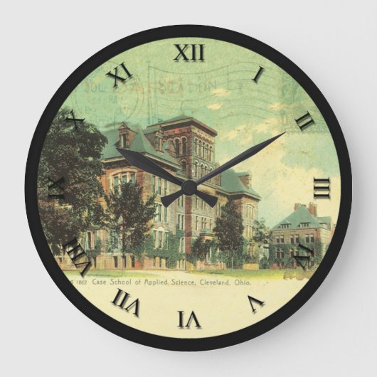 Cleveland Ohio PostCard Clock Case School Science Große Wanduhr (Vorderseite)