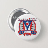 Cleveland Ohio Red White Blue Patriotic State Flag Button (Vorne & Hinten)