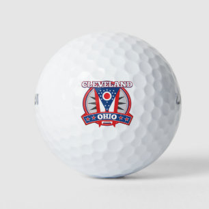 Cleveland Ohio Red White Blue Patriotic State Flag Golfball
