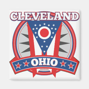 Cleveland Ohio Red White Blue Patriotic State Flag Magnet
