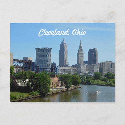 Cleveland, Ohio River Skyline Postcard Postkarte (Vorderseite)