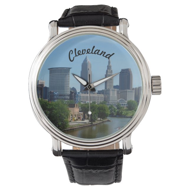 Cleveland, Ohio River Skyline Watch Armbanduhr (Vorderseite)