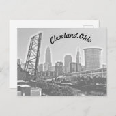 Cleveland, Ohio Riverview Curve BW Postcard Postkarte (Vorne/Hinten)