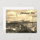 Cleveland Ohio Sepia Skyline Postcard Postkarte (Vorne/Hinten)