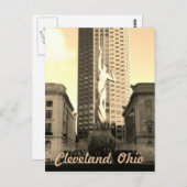 Cleveland Ohio Sepia Statue Postcard Postkarte (Vorne/Hinten)