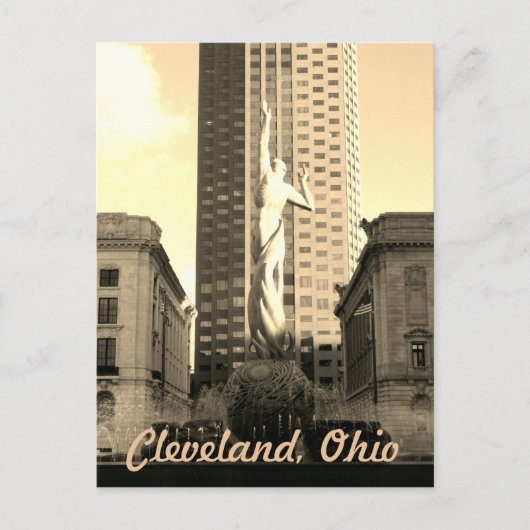 Cleveland Ohio Sepia Statue Postcard Postkarte (Vorderseite)