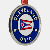 Cleveland Ohio Silbernes Ornament (Rechts)