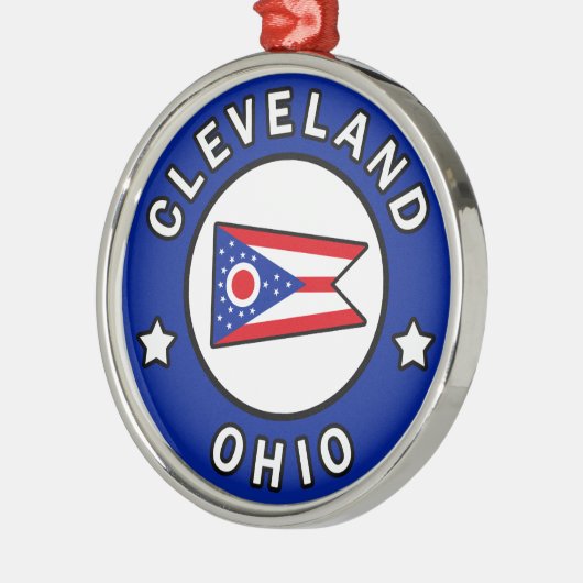 Cleveland Ohio Silbernes Ornament (Links)