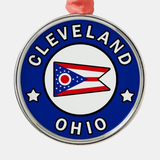 Cleveland Ohio Silbernes Ornament (Vorne)