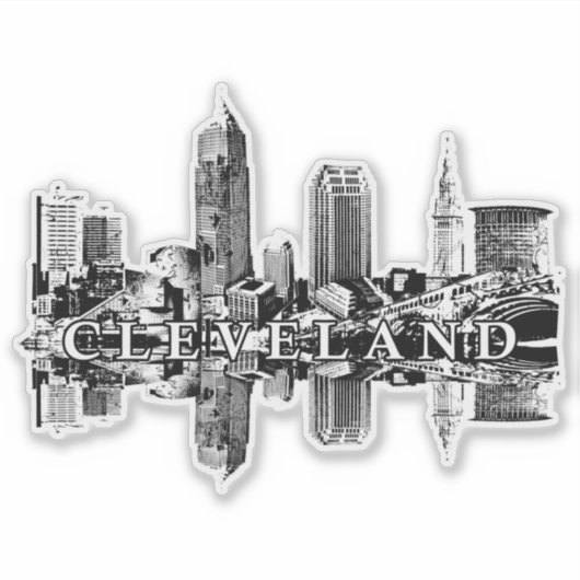 Cleveland, Ohio skyline Aufkleber (Vorderseite)