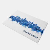 Cleveland Ohio Skyline Blue Fußmatte (Schrägansicht)