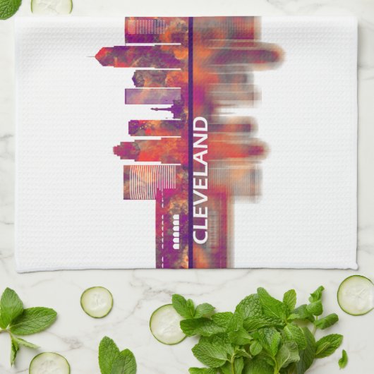 Cleveland Ohio Skyline Geschirrtuch (Gefaltet)