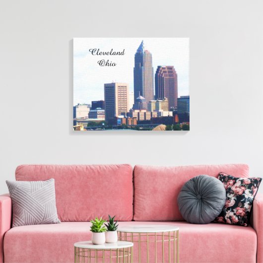 CLEVELAND OHIO SKYLINE Leinwand (Insitu (Wohnzimmer))
