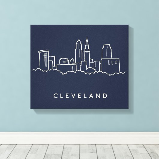 Cleveland Ohio Skyline Leinwanddruck (Insitu (Holzboden))