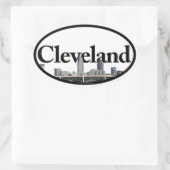Cleveland, Ohio Skyline mit Cleveland im Himmel Ovaler Aufkleber (Tasche)