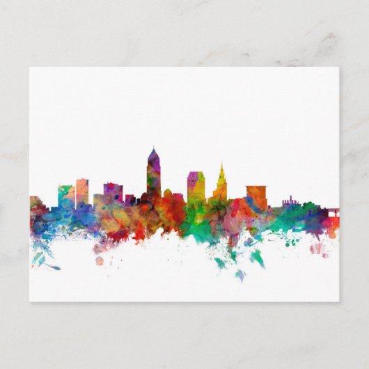 Cleveland Ohio Skyline Postkarte (Vorderseite)