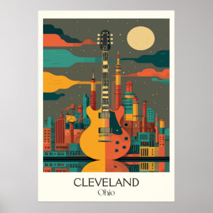 Cleveland Ohio Skyline Rock Roll Hauptstadt Lake E Poster