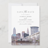CLEVELAND OHIO Skyline Save the Date Einladung (Vorderseite)