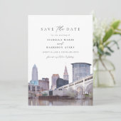 CLEVELAND OHIO Skyline Save the Date Einladung (Stehend Vorderseite)