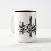 Cleveland, Ohio skyline, schwarz Zweifarbige Tasse (Vorderseite Links)