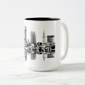 Cleveland, Ohio skyline, schwarz Zweifarbige Tasse (VorderseiteRechts)