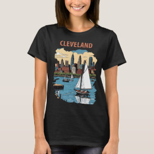 Cleveland Ohio Skyline Segelboot Reise T-Shirt