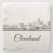 Cleveland Ohio Skyline Steinuntersetzer (Vorderseite)