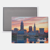 Cleveland Ohio Skyline Sunset Magnet (Vorderseite/Rückseite)