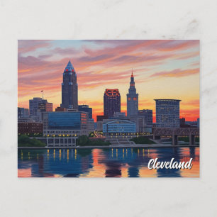 Cleveland Ohio Skyline Sunset Postkarte