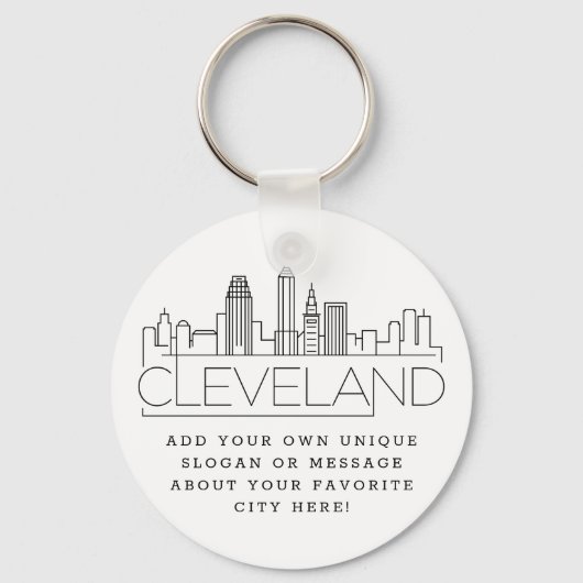 Cleveland, Ohio Stylized Skyline | Benutzerdefinie Schlüsselanhänger (Vorderseite)