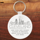 Cleveland, Ohio Stylized Skyline | Benutzerdefinie Schlüsselanhänger (Vorderseite)