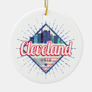 Cleveland Ohio United Staaten Skyline Vintag USA Keramik Ornament
