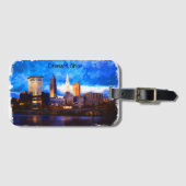 Cleveland Ohio USA Watercolor Cityscape View Gepäckanhänger (Vorderseite (Horizontal))