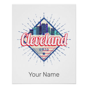 Cleveland Ohio Vereinigte Staaten Skyline Vintage Poster