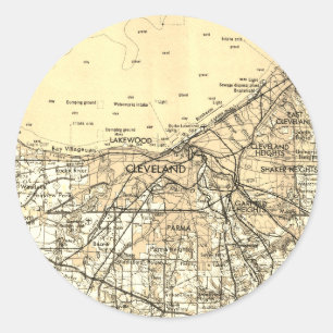 Cleveland Ohio Vintag Map Runder Aufkleber