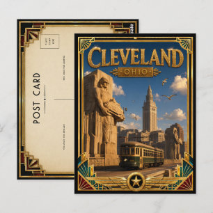 Cleveland Ohio Vintage Art Deco Golden Age Postkarte
