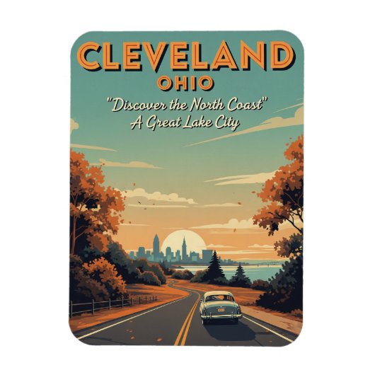 Cleveland Ohio Vintage Reise Magnet (Vertikal)