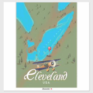 Cleveland, Ohio Vintage Reiseposter-Kunst Aufkleber