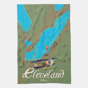 Cleveland, Ohio Vintage Reiseposter-Kunst drucken Geschirrtuch