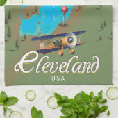 Cleveland, Ohio vintage Travel Poster Print Art Geschirrtuch (Gefaltet)