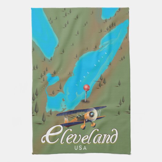 Cleveland, Ohio vintage Travel Poster Print Art Geschirrtuch (Vertikal)