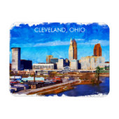 Cleveland Ohio Watercolor Skyline Magnet (Horizontal)