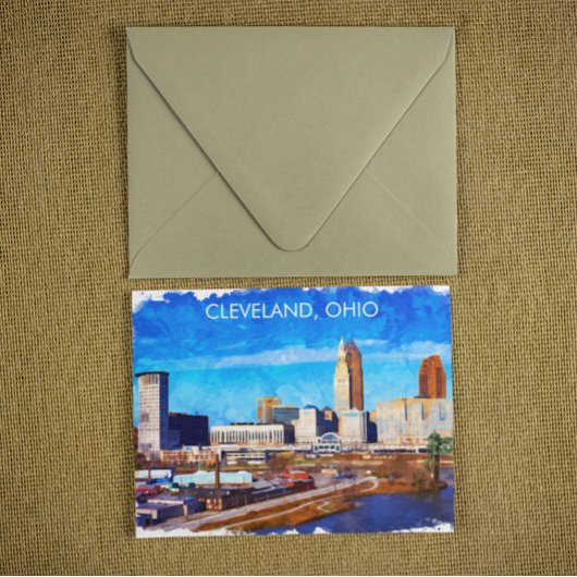 Cleveland Ohio Watercolor Skyline Postkarte