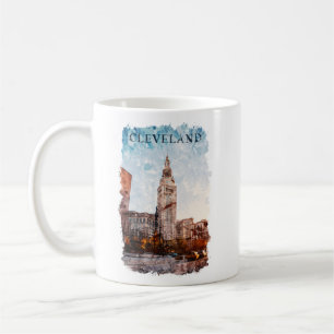 Cleveland Ohio Watercolor Stadtansicht Kaffeetasse