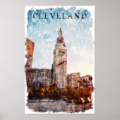 Cleveland Ohio Watercolor Stadtansicht Poster (Vorne)