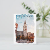 Cleveland Ohio Watercolor Stadtansicht Postkarte (Stehend Vorderseite)