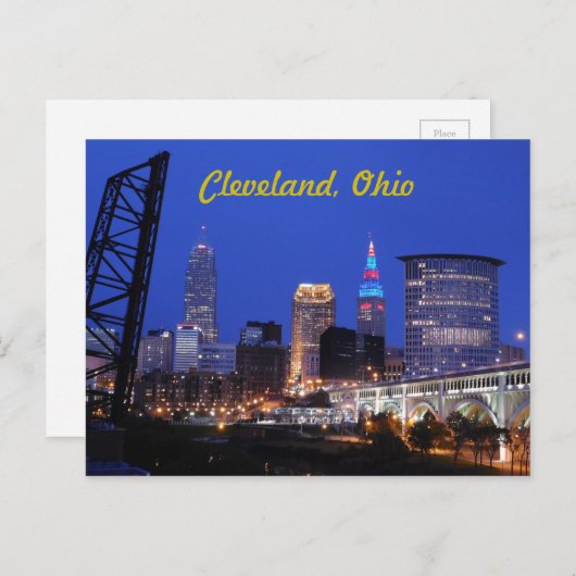 Cleveland, Ohio West Side Skyline Postcard Postkarte (Vorne/Hinten)