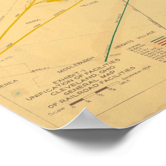 Cleveland Railroads Unification Map 1934 Poster (Ecke)